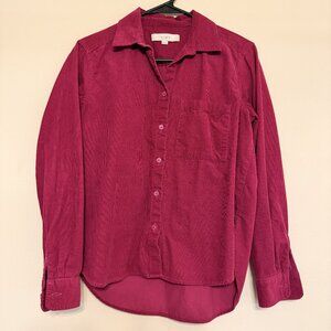 LOFT Corduroy Everyday Relaxed Pocket Tunic Pink Shirt Size XS